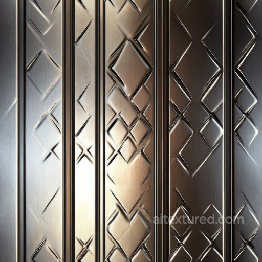 Brushed Steel PBR Texture with Geometric Pattern and Vertical Stripes seamless Metal PBR texture