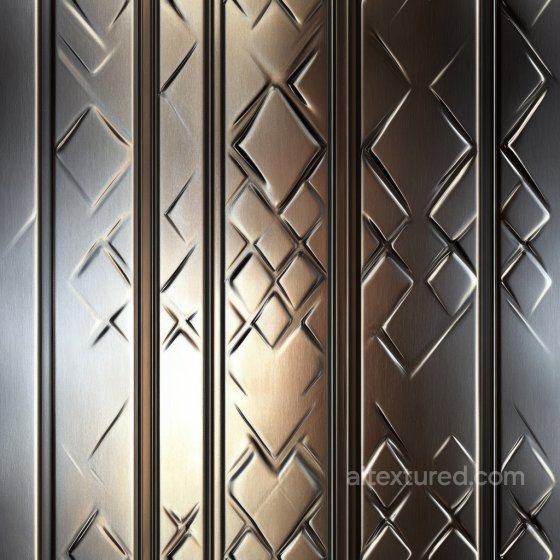 Brushed Steel PBR Texture with Geometric Pattern and Vertical Stripes Metal texture preview