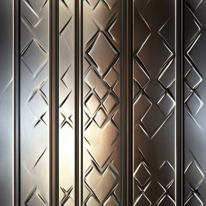 Brushed Steel with Geometric Pattern and Vertical Stripes seamless PBR texture preview