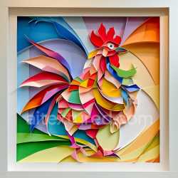 seamless Seamless 3D PBR Texture of Colorful Origami-Style Chicken with Layered Paper Look texture 8k free download PBR