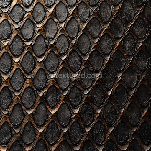 Seamless 3D PBR Texture of Dark Cracked Reptile Skin Scales with Rugged Detailing