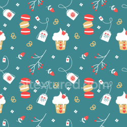 seamless Seamless 3D PBR Festive Digital Paper Texture with Macarons and Cupcakes on Teal texture 8k free download PBR