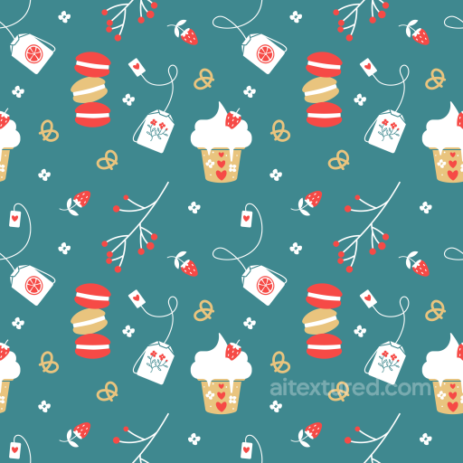 Festive Digital Paper Texture with Macarons and Cupcakes on Teal seamless All Christmas Digital paper PBR texture