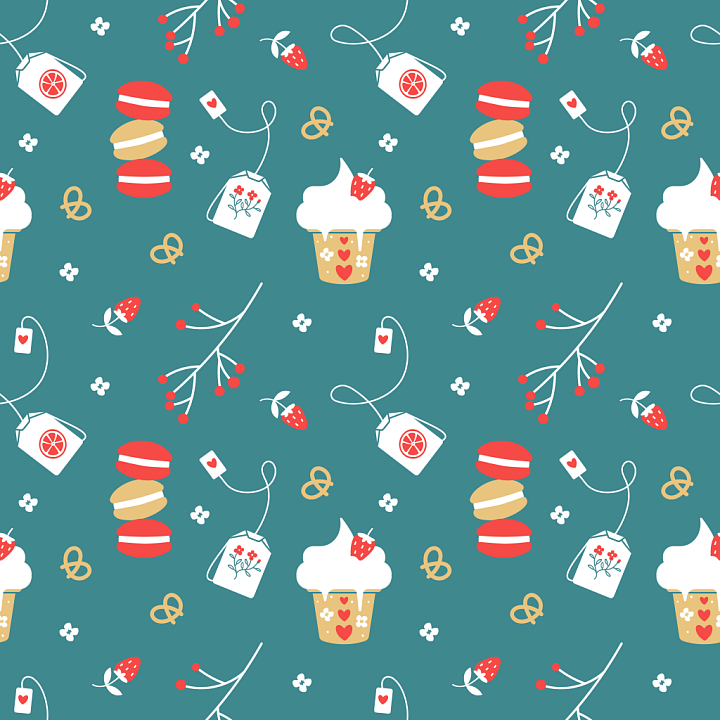 All Christmas Digital paper of Cute Christmas Digital Paper with Cupcak… seamless PBR texture preview