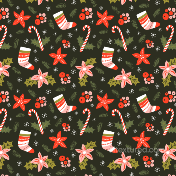 Christmas Pattern Fabric Texture with Festive Socks and Candy Canes Christmas Pattern texture preview