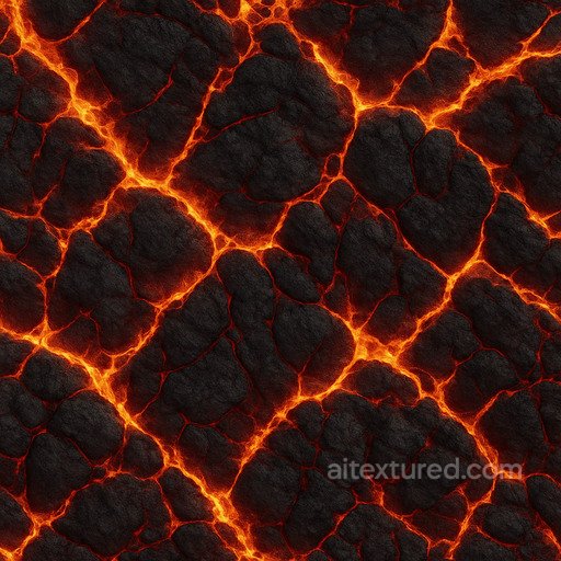 Burning Volcanic Rock Texture seamless Lava PBR texture