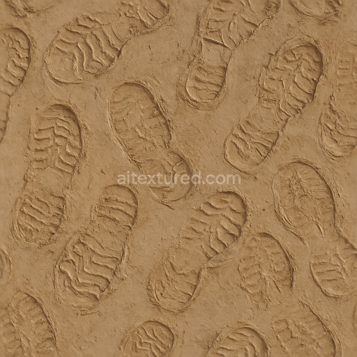 Seamless 3d texture pbr 8k muddy footprints with footprint layering on wet clay