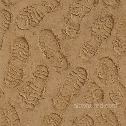 Muddy Footprints With Footprint Layering On Wet Clay seamless Footprints PBR texture