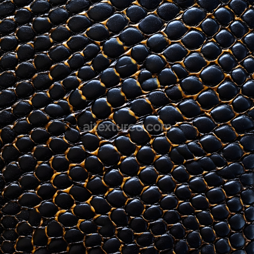 Seamless 3D PBR Texture of Glossy Black Reptilian Scale Skin with Organic Pattern