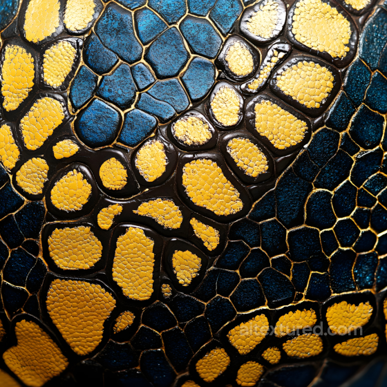 reptilian skin PBR texture with cracked yellow and blue scales Skin texture preview
