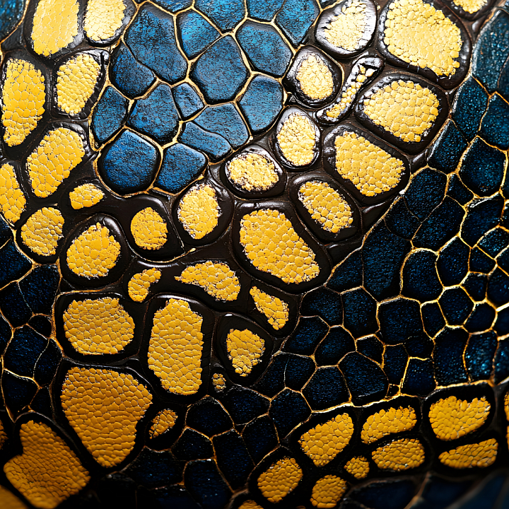 Reptilian Skin With Cracked Yellow And Blue Scales seamless PBR texture preview
