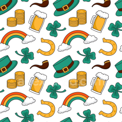 seamless Seamless 3D PBR St Patrick Digital Paper Texture with Leprechaun Hats and Shamrocks texture 8k free download PBR