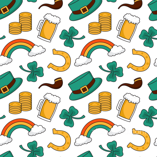 St Patrick Digital Paper Texture with Leprechaun Hats and Shamrocks seamless St patrick digital paper bundle PBR texture