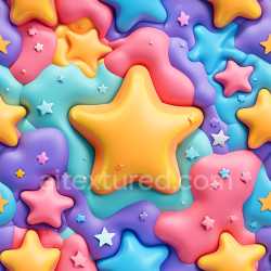 seamless Seamless 3D Inflated PBR Texture Featuring Colorful Puffy Star-Shaped Vinyl Panels texture 8k free download PBR