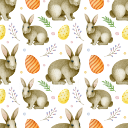seamless Seamless 3D PBR Texture with Hand-Painted Bunny and Easter Egg Pattern texture 8k free download PBR
