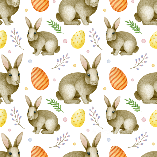 with Hand-Painted Bunny and Easter Egg Pattern seamless All Christmas Digital paper PBR texture