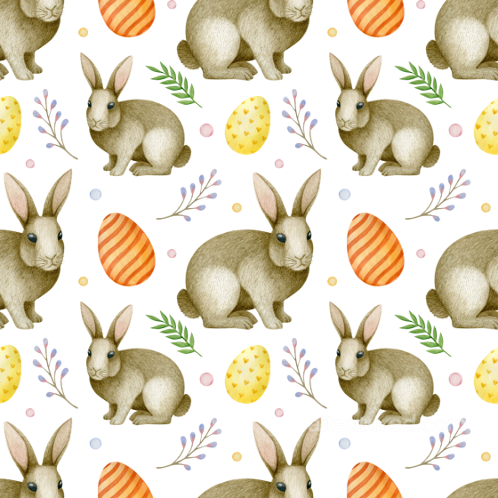 with Hand-Painted Bunny and Easter Egg Pattern All Christmas Digital paper texture preview