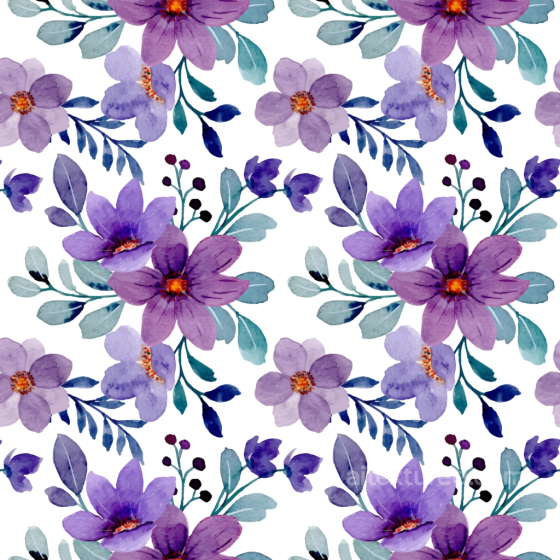 Purple Flower Watercolor Floral Pattern Seamless Texture Purple Flower texture preview