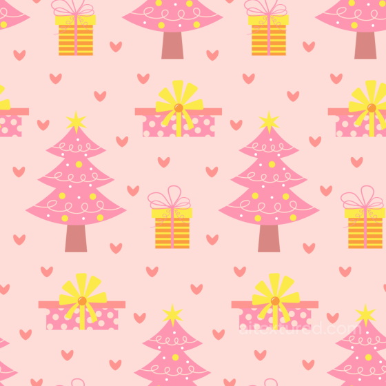 Of Pastel Pink Christmas Trees And Presents On Light Pink Background All Christmas Digital paper texture preview