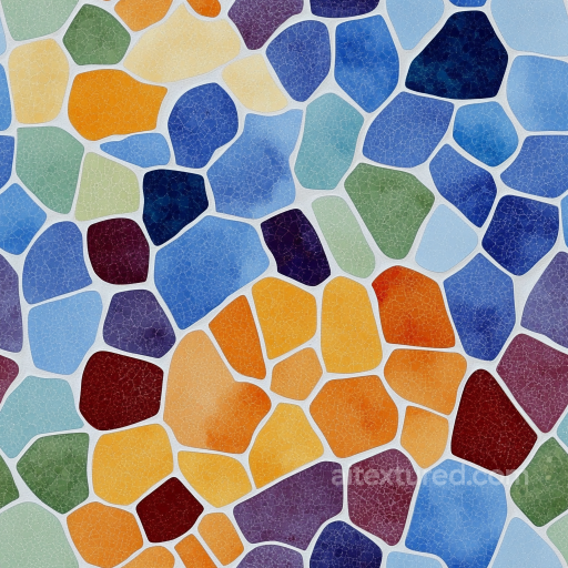 Mosaic PBR Texture of Cracked Multi-Color Ceramic Tiles with Irregular Shapes seamless Mosaic PBR texture