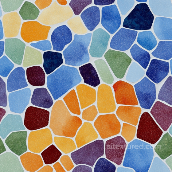 Mosaic PBR Texture of Cracked Multi-Color Ceramic Tiles with Irregular Shapes Mosaic texture preview