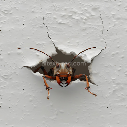 Seamless 3D Cracked Plaster PBR Texture Featuring Jagged Holes and Detailed Fractures