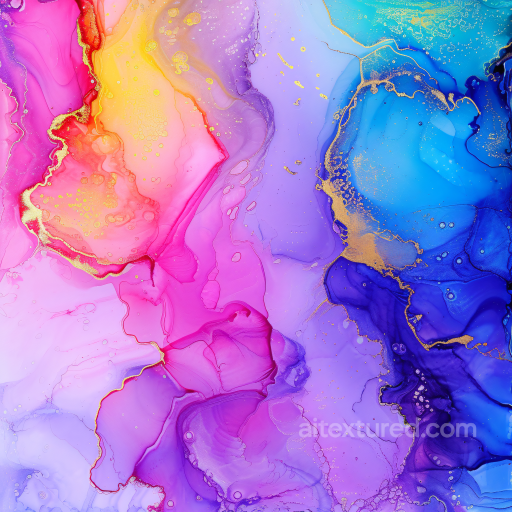 Alcohol Ink PBR Texture with Pink, Purple & Gold Veining seamless Alcohol ink PBR texture