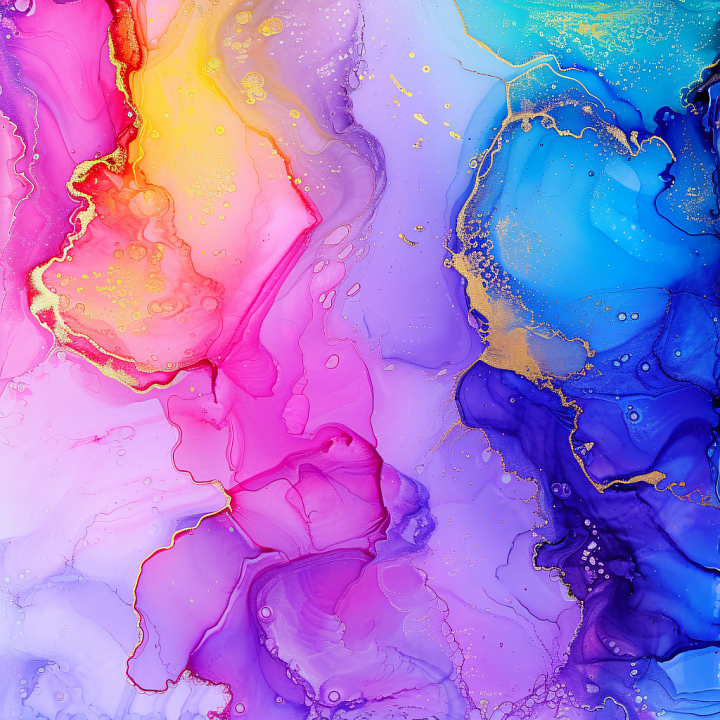 Alcohol Ink Featuring Pink, Purple, and Gold Fluid Waves seamless PBR texture preview