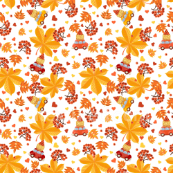 seamless Seamless 3D PBR Texture Featuring Yellow-Orange Autumn Leaves with Cars and Berries texture 8k free download PBR