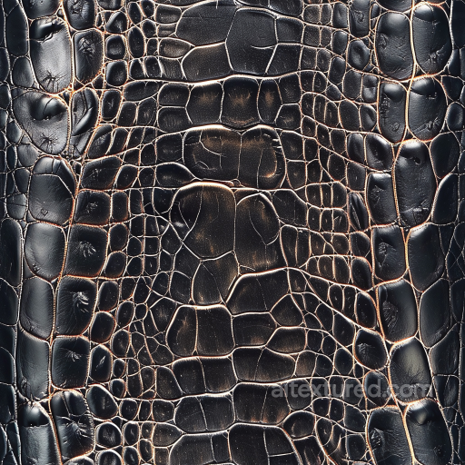 Black Crocodile Grain Leather PBR Texture with Glossy Finish seamless Leather PBR texture