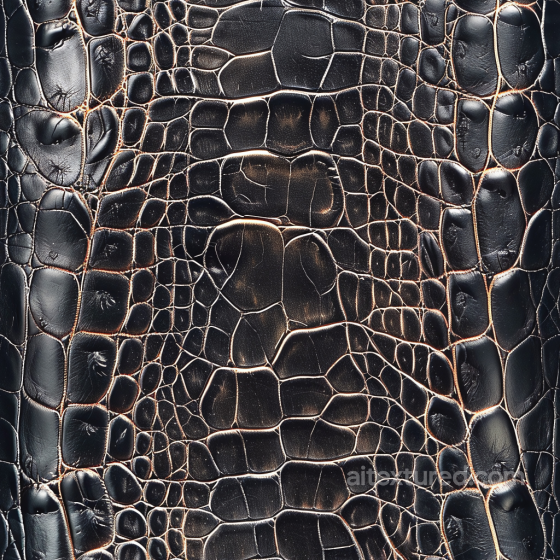 Black Crocodile Grain Leather PBR Texture with Glossy Finish Leather texture preview