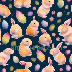 seamless Seamless 3D PBR Texture Featuring Adorable Orange White Bunnies and Colorful Easter Eggs texture 8k free download PBR