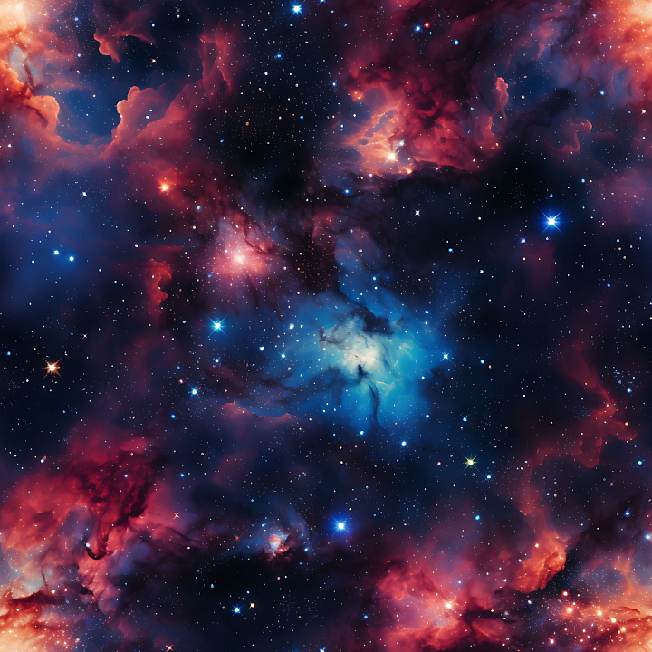 Space Featuring Vivid Nebula Clouds and Starfield Glow seamless PBR texture preview
