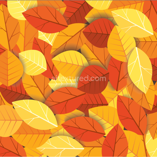 Seamless 3D PBR Texture of Stylized Autumn Leaves in Orange and Yellow Palette