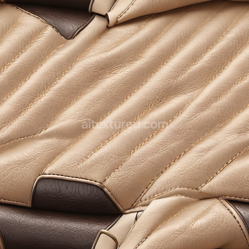 Seamless 3D Quilted Beige Leather PBR Texture with Detailed Stitching and Grain
