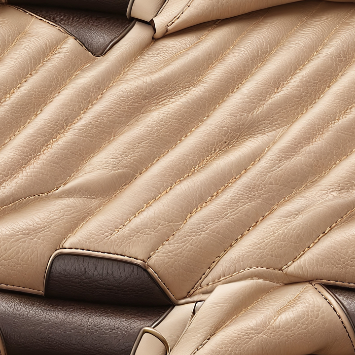 Quilted Beige Leather with Detailed Stitching and Grain seamless PBR texture preview