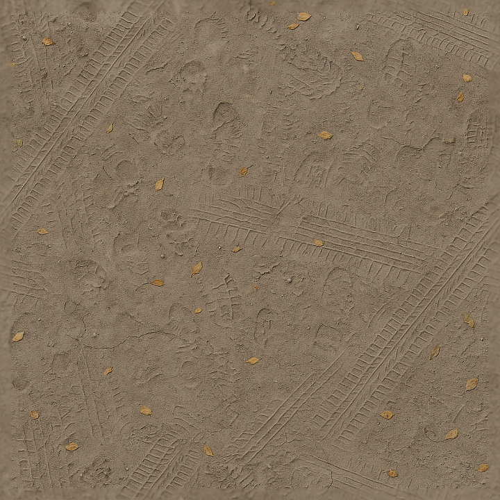 Tire Marks And Muddy Footprints With Road Debris And Dry Mud Effects As… seamless PBR texture preview