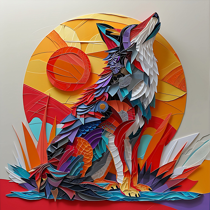 Featuring Stylized Multicolored Coyote Fur Pattern seamless PBR texture preview