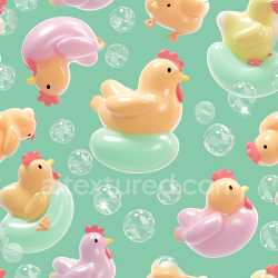 seamless Seamless 3D Inflated Rubber Chicken Float PBR Texture with Shiny Pastel Colors texture 8k free download PBR
