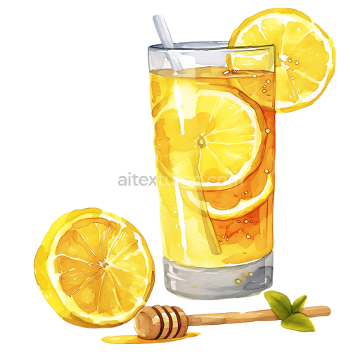 Bright Lemon and Honey Water Glass Breakfast Illustration