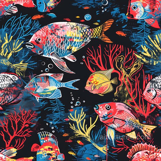 Graffiti Texture Featuring Vibrant Fish and Coral Patterns Graffiti texture preview