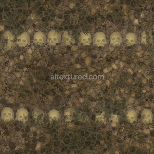 Preview — Archviz Catacomb Medieval Rocks Skeleton Skull Stone — Seamless PBR Texture