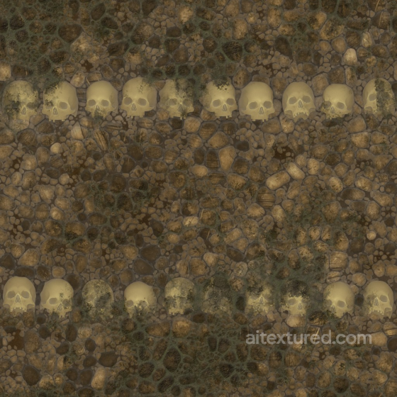 Archviz Catacomb Medieval Rocks Skeleton Skull Stone - Seamless PBR Texture Rock texture preview