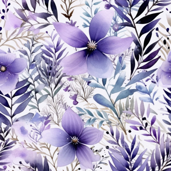 Purple Flower Watercolor Fabric Pattern Seamless Texture Purple Flower texture preview