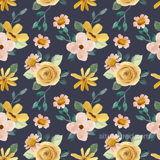 Floral Watercolor Pattern Texture with Yellow and Pink Flowers Floral texture preview