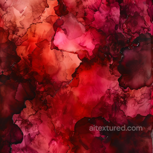 Alcohol Ink PBR Texture with Deep Red Wine Swirls and Fluid Marbling seamless Alcohol ink PBR texture