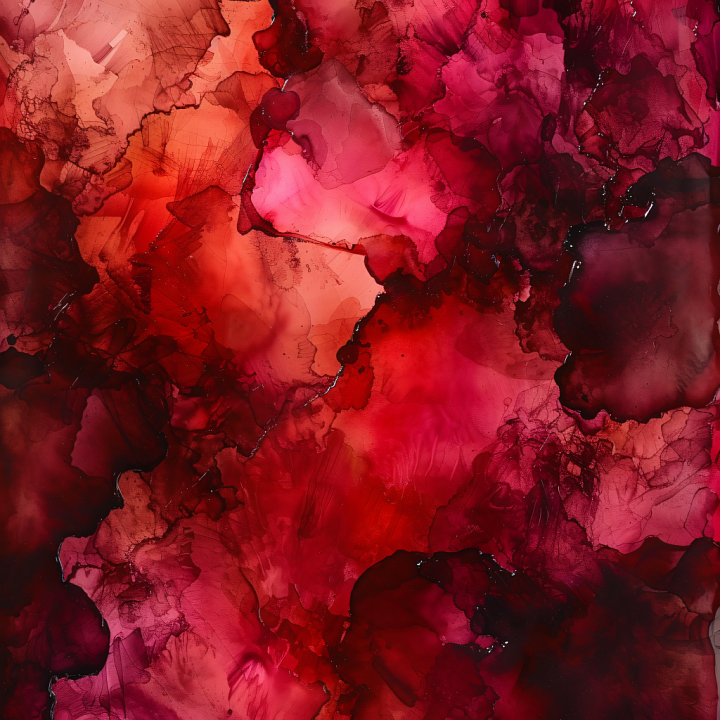 Alcohol Ink with Deep Red Wine Swirls and Fluid Marbling seamless PBR texture preview