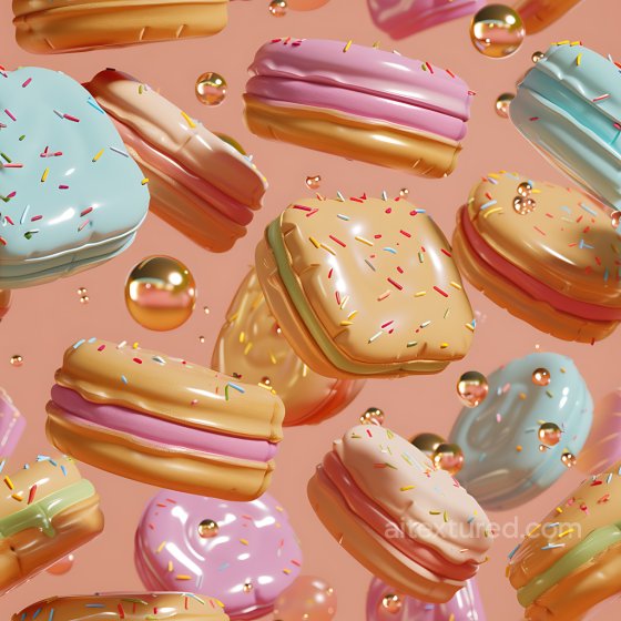 Inflated PBR Texture Featuring Colorful Quilted Vinyl Panels with Decorative Sprinkles Inflated texture preview
