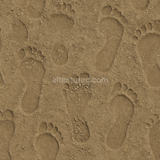 Preview — Seamless 8k PBR 3d Texture of Weathered Footprints on Pebbly Soil Surface