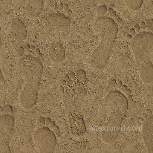 Seamless 8K PBR 3D Texture of Weathered Footprints on Pebbly Soil Surface seamless Footprints PBR texture